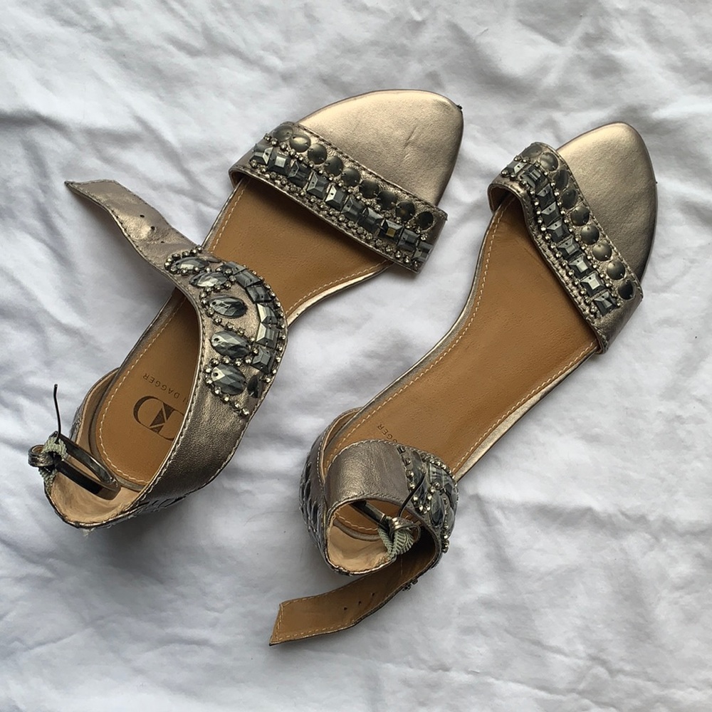 Kelsi Dagger 7.5 flat sandal beaded. Greek style. Never worn. Smoke free home